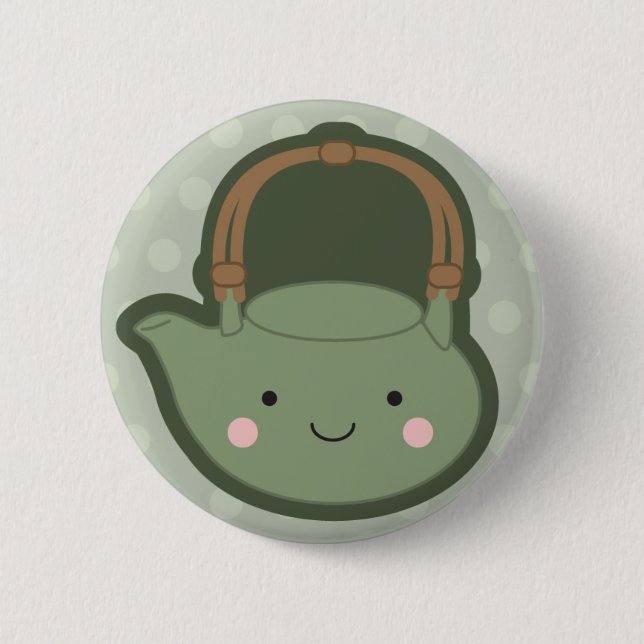 Green Teapot Pinback Button (Front)