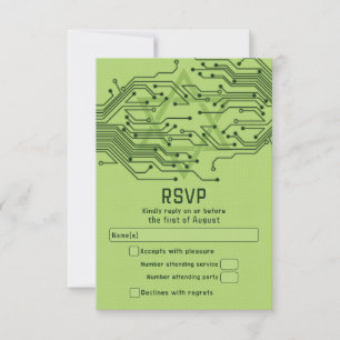 Green Tech Computer Circuit Board Bar Mitzvah RSVP Card
