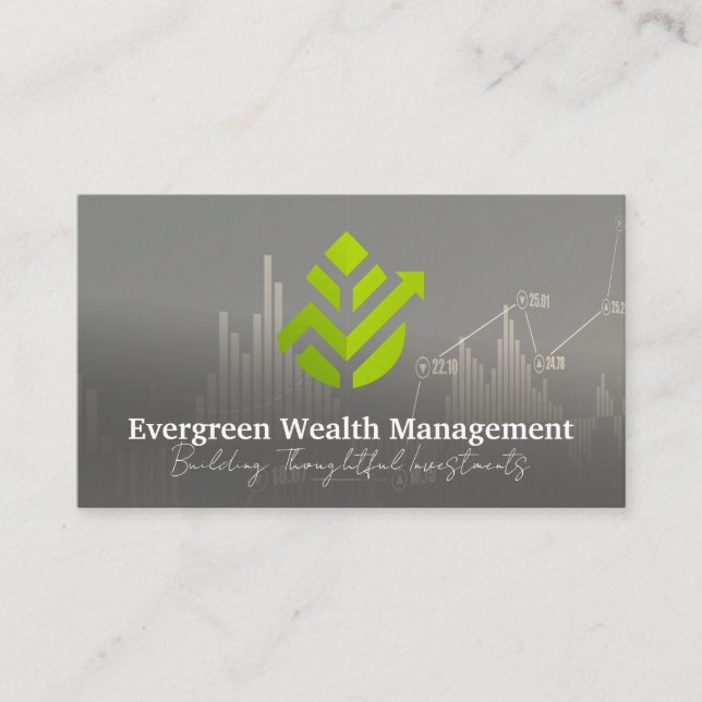 Green Tech | Investments | Stocks Graph Business Card (Front)