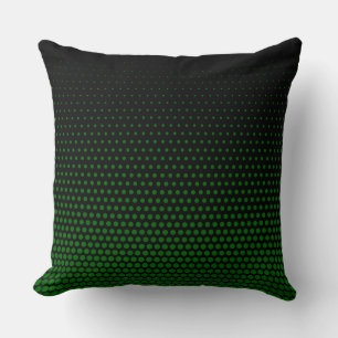 Green Techno Dots Modern Black Throw Pillow