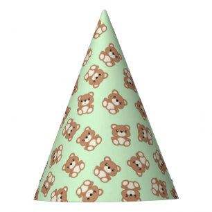 Green Teddy Bear Birthday Party Party Hat