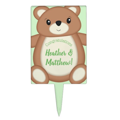 Green Teddy Bear Cake Topper