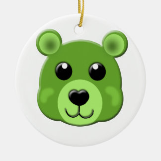 green teddy bear face ceramic ornament