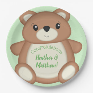 Green Teddy Bear Paper Plates