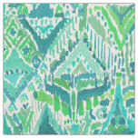 Green TEMPLE TRIBAL Boho Chic Ikat Watercolor Fabric