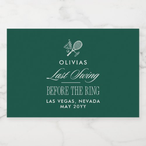 Green Tennis Bachelorette Elegant Modern