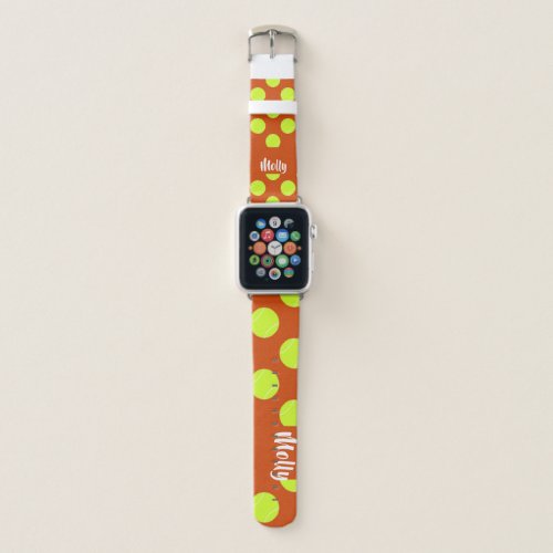 Green tennis ball orange pattern apple watch band