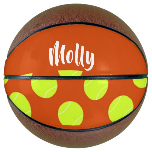 Green tennis ball orange pattern basketball