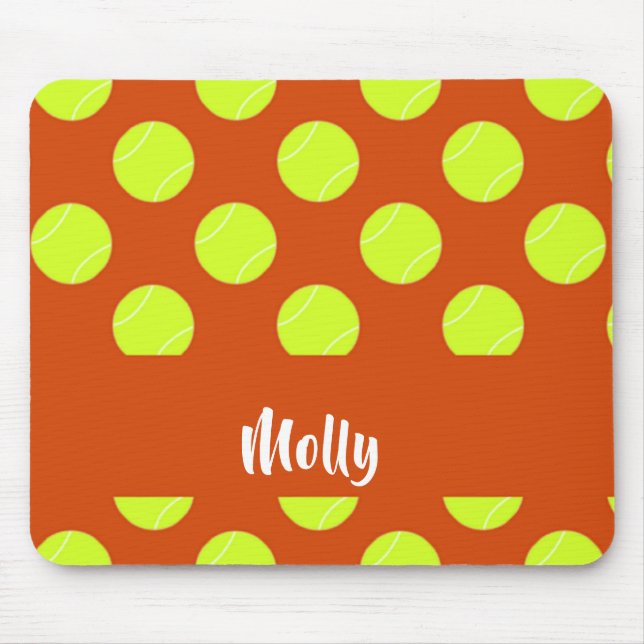 Green tennis ball orange pattern mouse pad (Front)