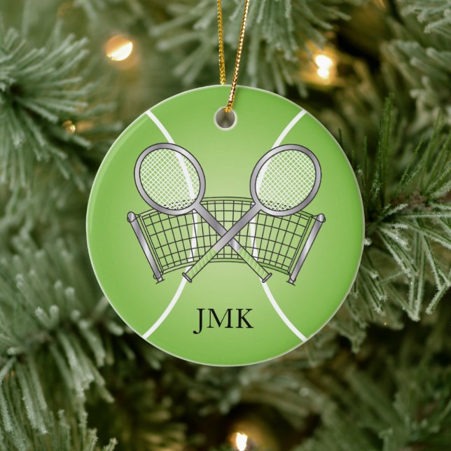 Green Tennis Ball | Personalize Ceramic Ornament (Tree)