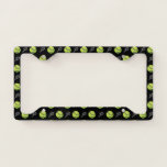Green Tennis Balls And Rackets Athlete Sport Black License Plate Frame at Zazzle