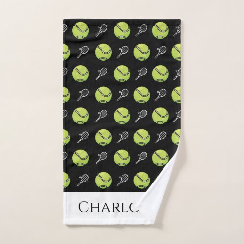 Green Tennis Balls and White Rackets Sports Active Hand Towel