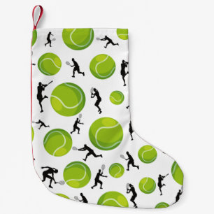 Green Tennis Balls & Players Coach Athlete Gift Small Christmas Stocking