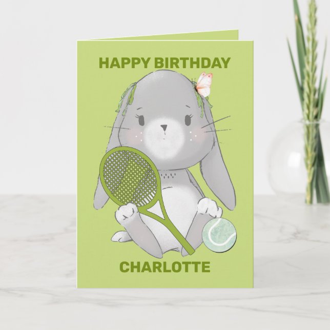 Green tennis bunny 2.0 customizable card (Front)