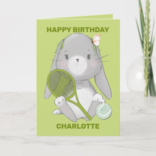 Green tennis bunny 20 customizable card