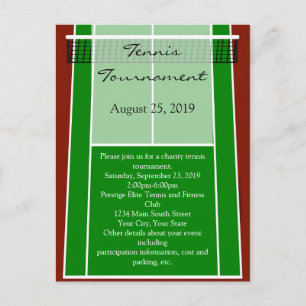 Green Tennis Court Design Invitation Postcard