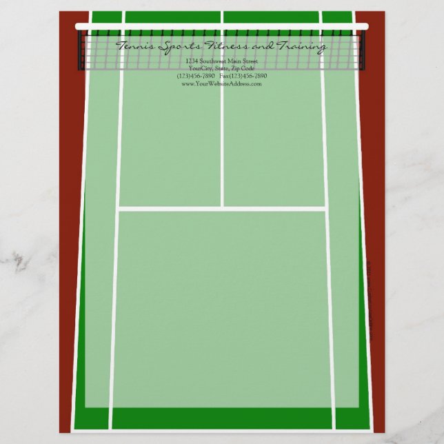Green Tennis Court Design Letterhead (Front)
