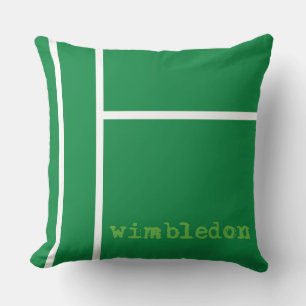 Green tennis court with Wimbledon Throw Pillow
