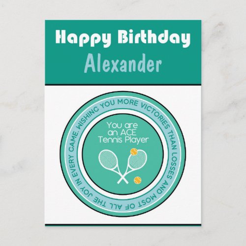 Green Tennis   Happy Birthday Postcard