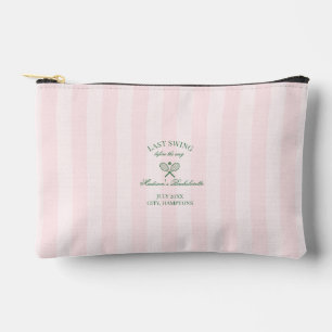 Green Tennis Rackets Pink Striped Bridal Shower  Accessory Pouch