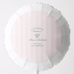 Green Tennis Rackets Pink Striped Bridal Shower Balloon