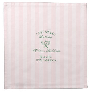 Green Tennis Rackets Pink Striped Bridal Shower Cloth Napkin