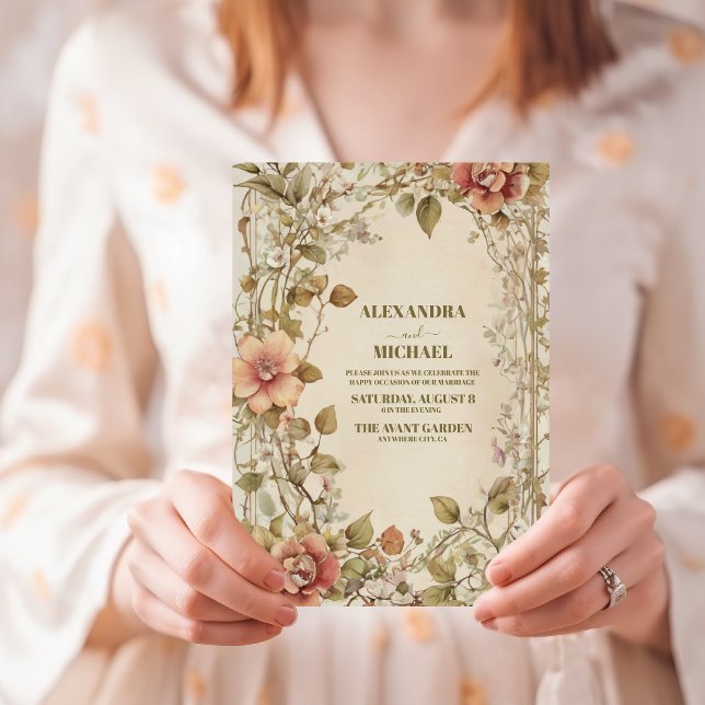 Green & Terra Cotta Floral Wedding I Invitation (Creator Uploaded)