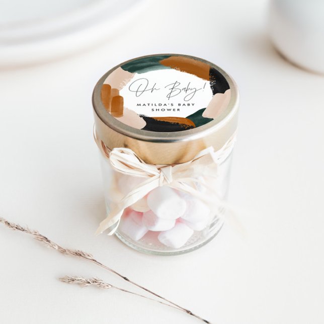 Green terracotta abstract watercolor baby shower c classic round sticker (Creator Uploaded)