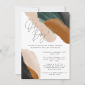 Green terracotta abstract watercolor baby shower i invitation (Front)