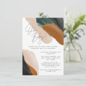 Green terracotta abstract watercolor baby shower i invitation (Standing Front)