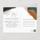 Green terracotta abstract watercolor baby shower i postcard (Back)