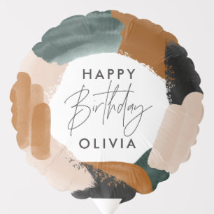 Green terracotta abstract watercolor birthday balloon