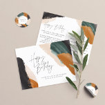 Green terracotta abstract watercolor birthday postcard<br><div class="desc">Green terracotta abstract watercolor modern script birthday party postcard invitation.</div>