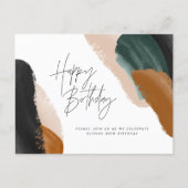 Green terracotta abstract watercolor birthday postcard (Front)