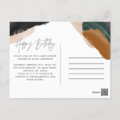 Green terracotta abstract watercolor birthday postcard (Back)