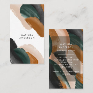 Green terracotta abstract watercolor modern unique business card