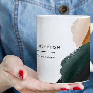 Green terracotta abstract watercolor modern unique coffee mug