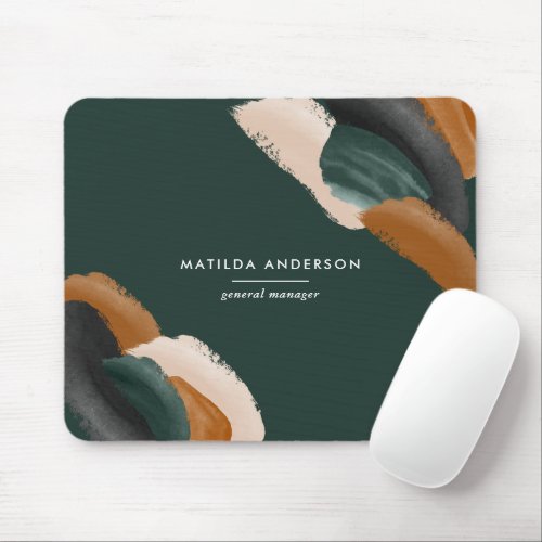 Green terracotta abstract watercolor modern unique mouse pad