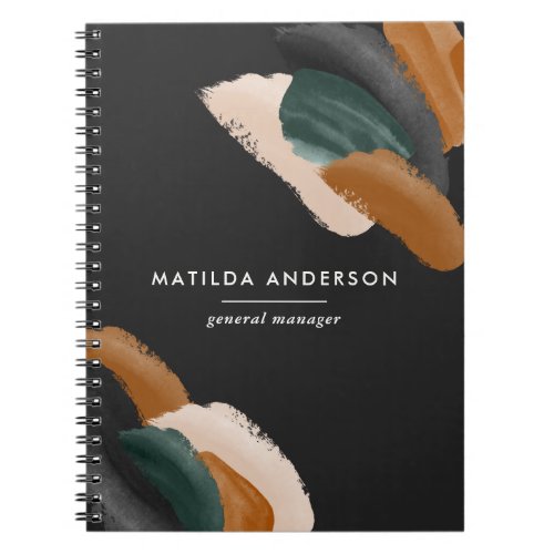 Green terracotta abstract watercolor modern unique notebook