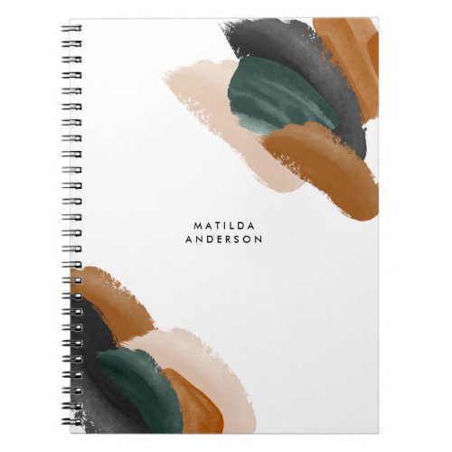 Green terracotta abstract watercolor modern unique notebook