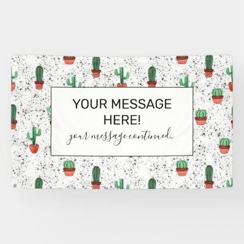 Green Terracotta Cactus Pots Splatter Pattern Banner