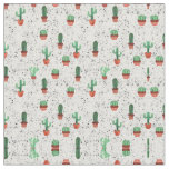 Green Terracotta Cactus Pots Splatter Pattern Fabric