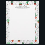 Green Terracotta Cactus Pots Splatter Pattern Letterhead<br><div class="desc">This modern, cute, and artsy pattern is perfect for the summer season. It features a hand-painted watercolor green, terracotta orange, black, and white potted cactus succulent pattern. It's artistic, trendy, cool, and unique. ***IMPORTANT DESIGN NOTE: For any custom design request such as matching product requests, color changes, placement changes, or...</div>