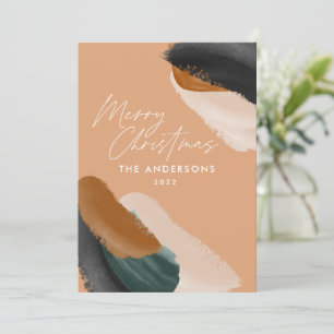 Green terracotta modern minimal watercolor holiday card