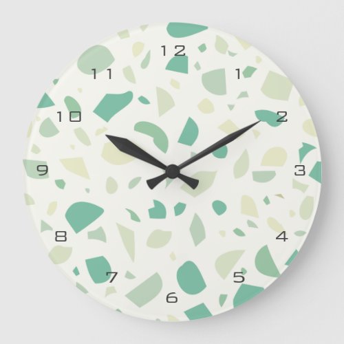 Green terrazzo pattern large clock