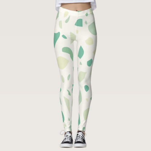 Green terrazzo pattern leggings