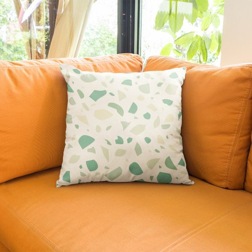 Green terrazzo pattern throw pillow