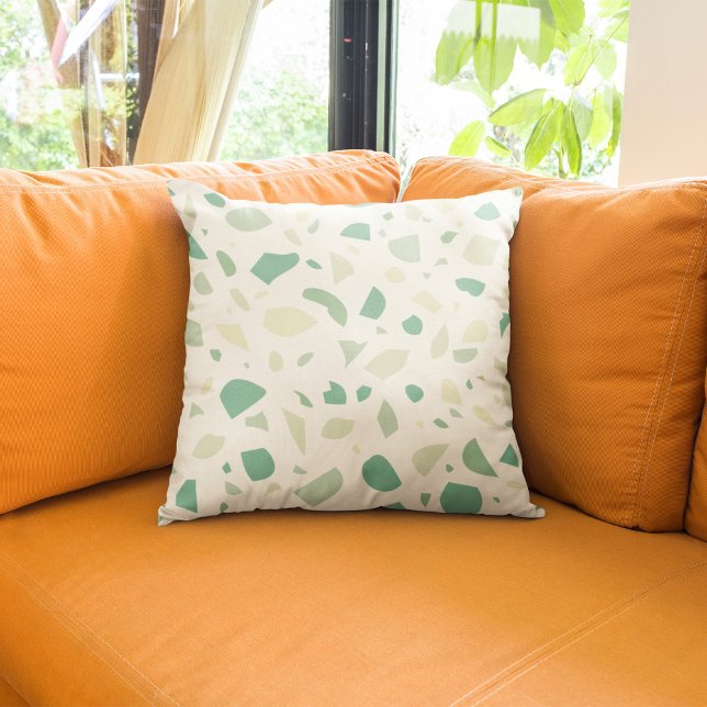 Green terrazzo pattern throw pillow (Creator Uploaded)