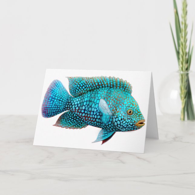 Green Texas Cichlid Greeting Card (Front)