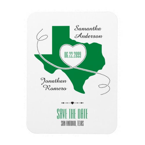 Green Texas Curling Ribbon Save the Date Magnet